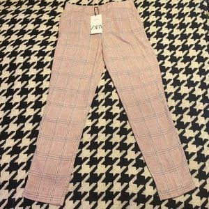 🆕 *NEW WITH TAGS* Zara pink and gray plaid linen pants